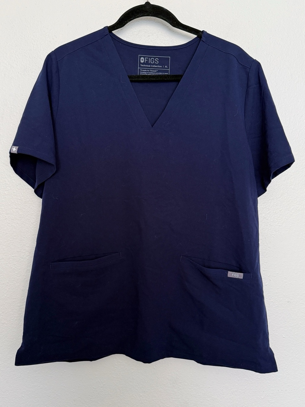Figs Casma Scrub Top Blue Three-Pocket Scrub Shirt Short Sleeve